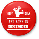 printfashion Fitnessz királyok decemberben születtek - Kitűző, hűtőmágnes - Piros (3110654)