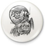 printfashion Űrhajós macska - Kitűző, hűtőmágnes - Fehér (4891023)