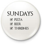 printfashion Vasárnapi program - Trónok harca - Kitűző, hűtőmágnes - Fehér (3080246)