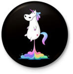 printfashion Egyszarvú puki - Kitűző, hűtőmágnes - Fekete (3094812)