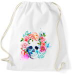 printfashion Virágos Koponya - Sportzsák, Tornazsák - Fehér (1780553)