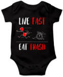 printfashion LIVE FAST! EAT TRASH! - Baba Body - Fekete (12058971)