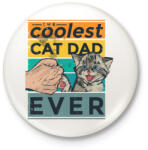 printfashion Coolest Cat Dad Ever - Kitűző, hűtőmágnes - Fehér (4175018)