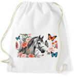printfashion ló virágokkal és pillangókkal - Sportzsák, Tornazsák - Fehér (15654525)
