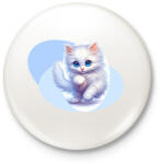 printfashion Fehér cica - Kitűző, hűtőmágnes - Fehér (14779461)