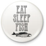 printfashion Eat, sleep, fish. - Kitűző, hűtőmágnes - Fehér (3075019)