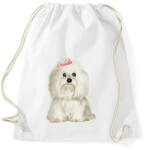 printfashion Máltai selyemkutyás póló - Sportzsák, Tornazsák - Fehér (1010715)