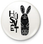 printfashion Húsvét - Fekete nyúl - Kitűző, hűtőmágnes - Fehér (6335361)