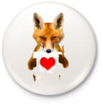 printfashion Watercolor fox love - Kitűző, hűtőmágnes - Fehér (3078635)