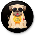 printfashion Mopsz kutya - Kitűző, hűtőmágnes - Fekete (3095216)