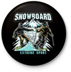 printfashion Snowboard extreme sport - Kitűző, hűtőmágnes - Fekete (6784948)