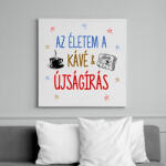 printfashion Kávé & Újságírás - Vászonkép - Fehér (10440821)