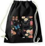 printfashion cica virágokkal és pillangókkal - Sportzsák, Tornazsák - Fekete (15655080)