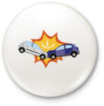 printfashion Kocsi ütközés - Kitűző, hűtőmágnes - Fehér (7654130)