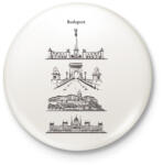 printfashion Budapest épületek - Kitűző, hűtőmágnes - Fehér (7353966)