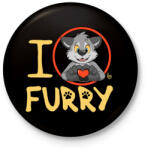printfashion I Love Furry - Kitűző, hűtőmágnes - Fekete (5140426)