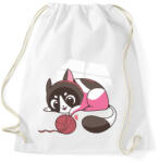 printfashion Cica gombolyaggal - Sportzsák, Tornazsák - Fehér (4241584)