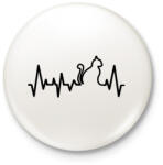 printfashion Cica szívverés - Kitűző, hűtőmágnes - Fehér (3074642)