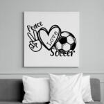 printfashion Peace love soccer 2 - Vászonkép - Fehér (10781321)
