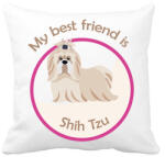printfashion My best friend - Shih Tzu - Párnahuzat, Díszpárnahuzat - Fehér (6299123)