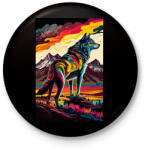 printfashion Farkas a hegyvidéken színes - Kitűző, hűtőmágnes - Fekete (13290607)