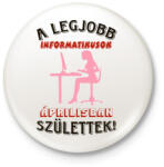 printfashion Informatikus nő szülinapja április - Kitűző, hűtőmágnes - Fehér (5660351)