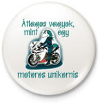 printfashion motoros unikornis - Kitűző, hűtőmágnes - Fehér (3090298)