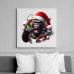 printfashion Vicces karácsonyi rocker party gorilla - Vászonkép - Fehér (15257027)