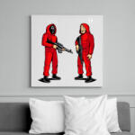 printfashion Squid game vs. La casa de papel - Vászonkép - Fehér (6638410)