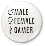 printfashion Male-Female-Gamer - Kitűző, hűtőmágnes - Fehér (3081163)