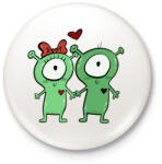 printfashion Szerelmes ufók - Kitűző, hűtőmágnes - Fehér (15581125)