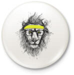 printfashion Hipster lion - Kitűző, hűtőmágnes - Fehér (3074878)