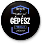 printfashion Gépész prémium minőség - Kitűző, hűtőmágnes - Fekete (3097035)