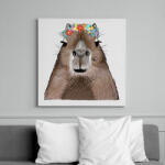 printfashion Capybara virágkoszorúval - Vászonkép - Fehér (13575787)