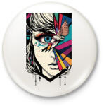 printfashion Női szem és madár - Kitűző, hűtőmágnes - Fehér (13187215)