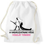 printfashion Leánybúcsú - A vadászatnak vége, viszlát tinder! - Sportzsák, Tornazsák - Fehér (6278932)