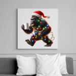 printfashion Vicces Kávézó / teázó karácsonyi party gorilla - But first Coffee - Vászonkép - Fehér (15257029)