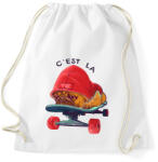 printfashion Gördeszkás mopsz - Sportzsák, Tornazsák - Fehér (1071323)