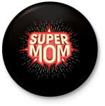 printfashion Super Mom - Kitűző, hűtőmágnes - Fekete (6673726)