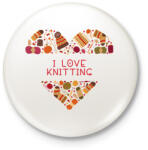 printfashion I love knitting - Kitűző, hűtőmágnes - Fehér (6982016)