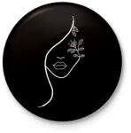 printfashion Női arc 02 - Kitűző, hűtőmágnes - Fekete (11696165)
