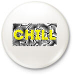 printfashion Sárga CHILL - Kitűző, hűtőmágnes - Fehér (13911628)