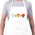 printfashion Wifi + Pizza = Love - Kötény - Fehér (4914468)