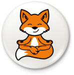 printfashion Meditáló róka - Kitűző, hűtőmágnes - Fehér (5024012)