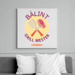 printfashion Grill mester - Névvel - Vászonkép - Fehér (6640697)