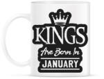 printfashion KINGS are born in January - fekete - Bögre - Fehér (5509359)