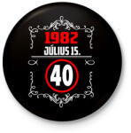 printfashion 40 szülinap dátummal - Kitűző, hűtőmágnes - Fekete (7424127)