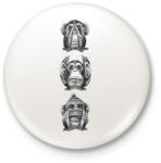 printfashion Monkeys - Kitűző, hűtőmágnes - Fehér (3079137)