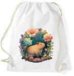 printfashion Virágos capybara - Sportzsák, Tornazsák - Fehér (13599165)