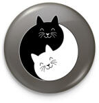 printfashion Yin-Yang macskák - Kitűző, hűtőmágnes - Sötétszürke (14503122)